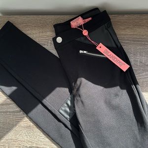 BLANK NYC Pull-On black Legging Girls size 14 Moto faux Leather Detail NWT